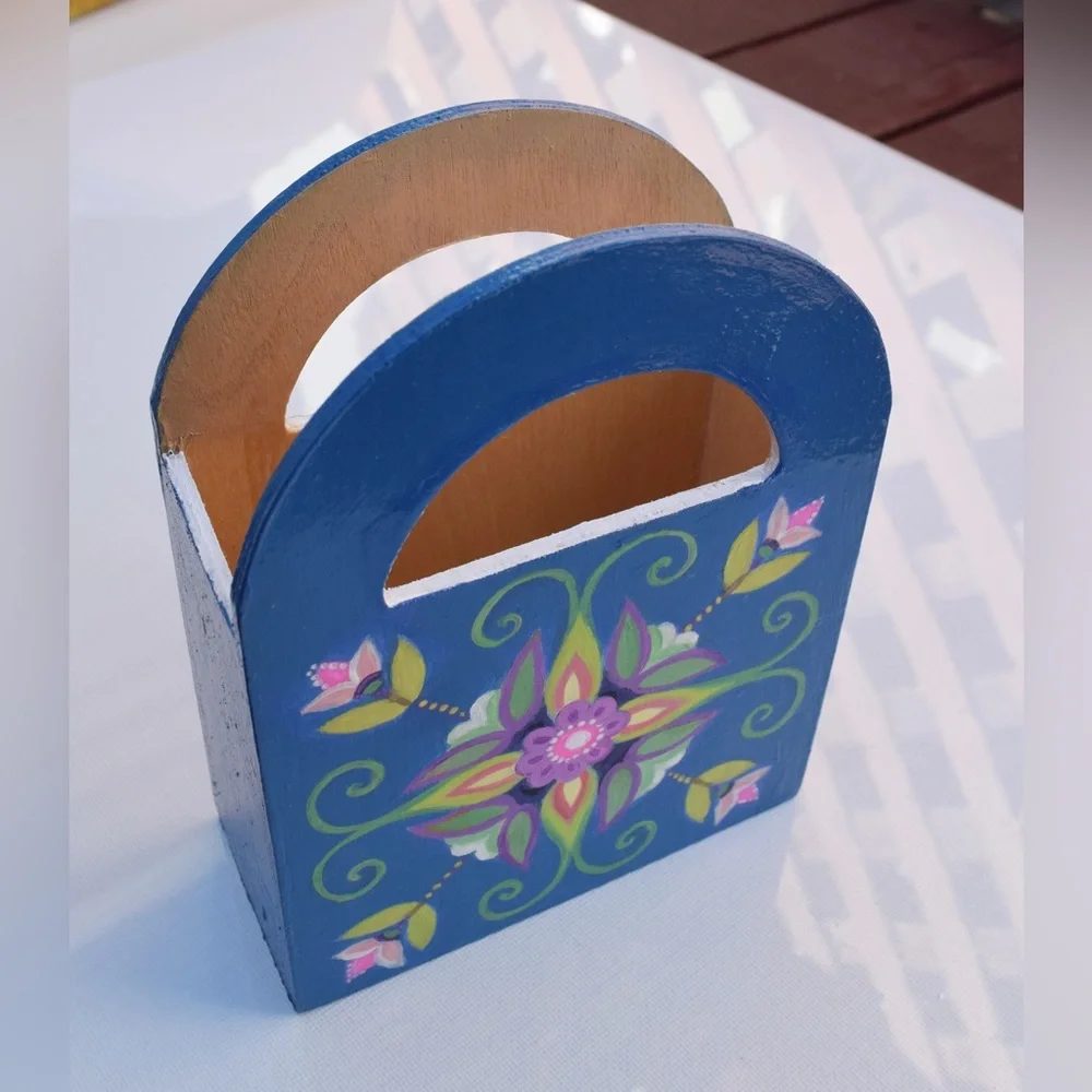 New Painted Wooden Handle Box